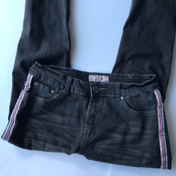 Denim & Rivets Girls Black Jeans Stripes on sides - Picture 6 of 16
